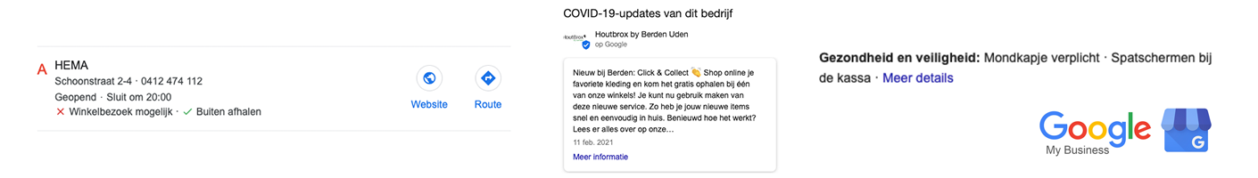 Google Mijn Bedrijf Click & Collect